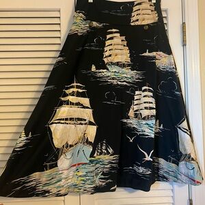 Nautical Print Leifnotes Anthro Circle Skirt